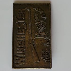 Winchester Repeating Arms New Haven Conn. Vintage Brass Belt Buckle